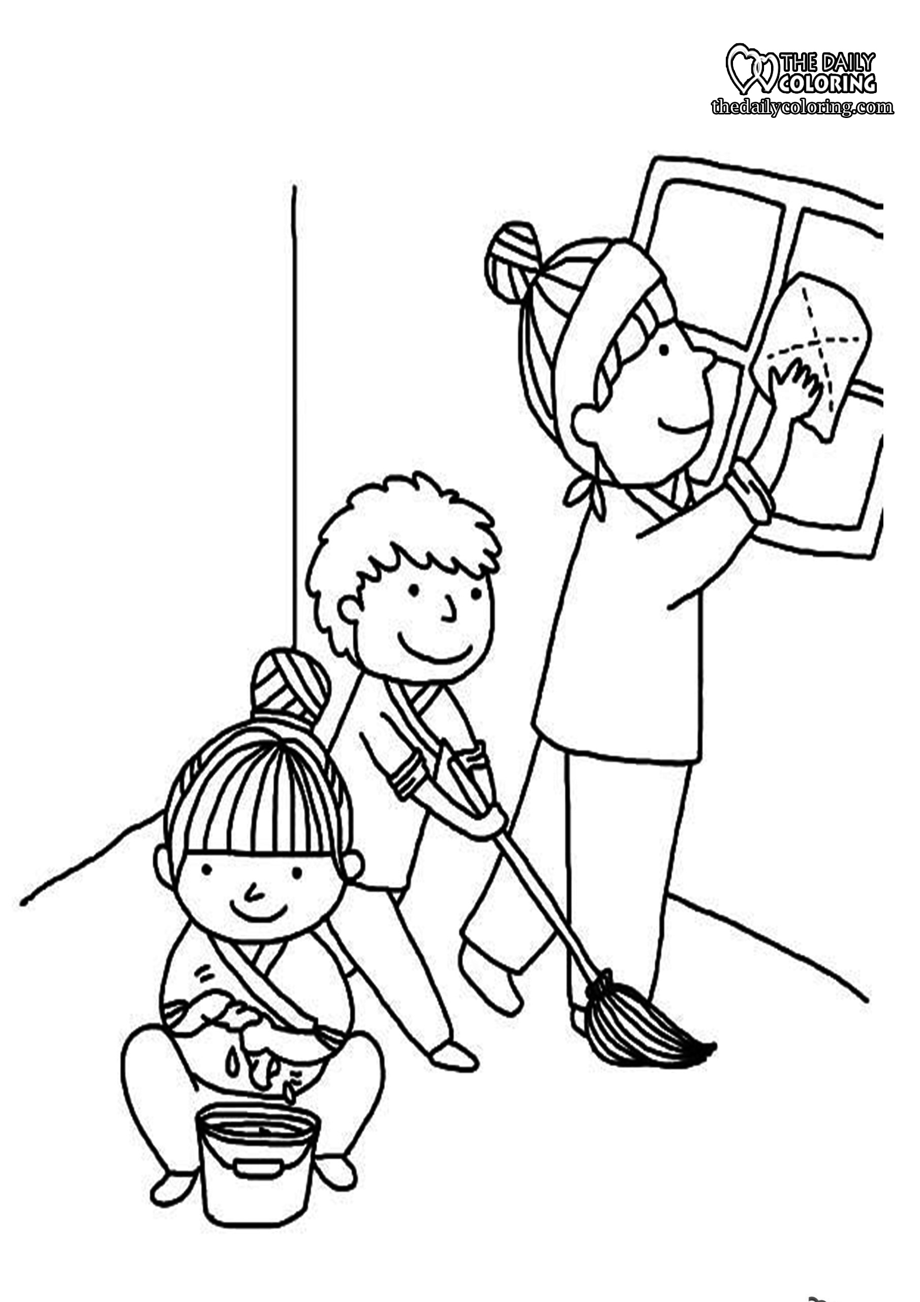 cleaning coloring pages