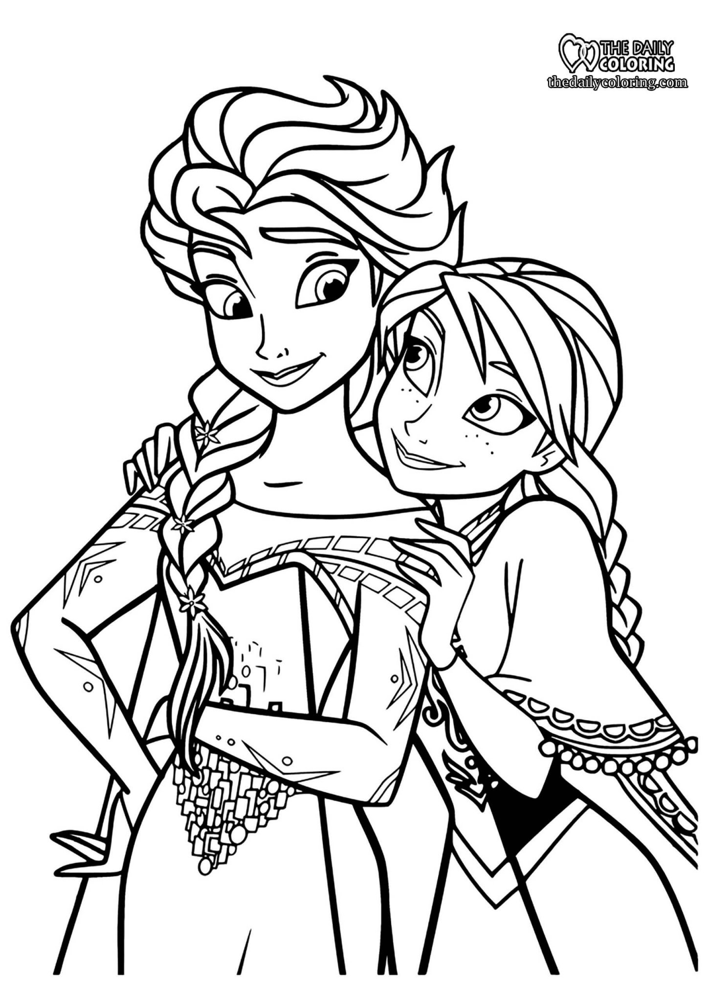 Elsa and Anna Coloring Pages [9 Pages] - The Daily Coloring