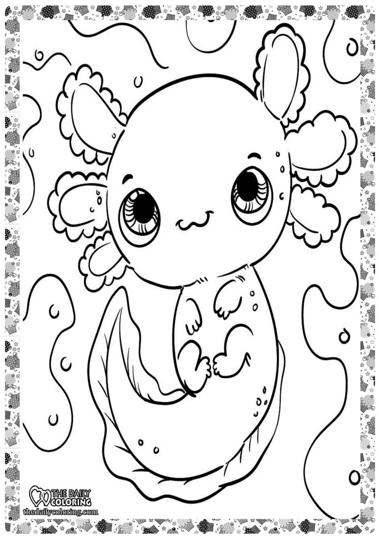 Cute Axolotl Coloring Page Free - Free Printable Templates