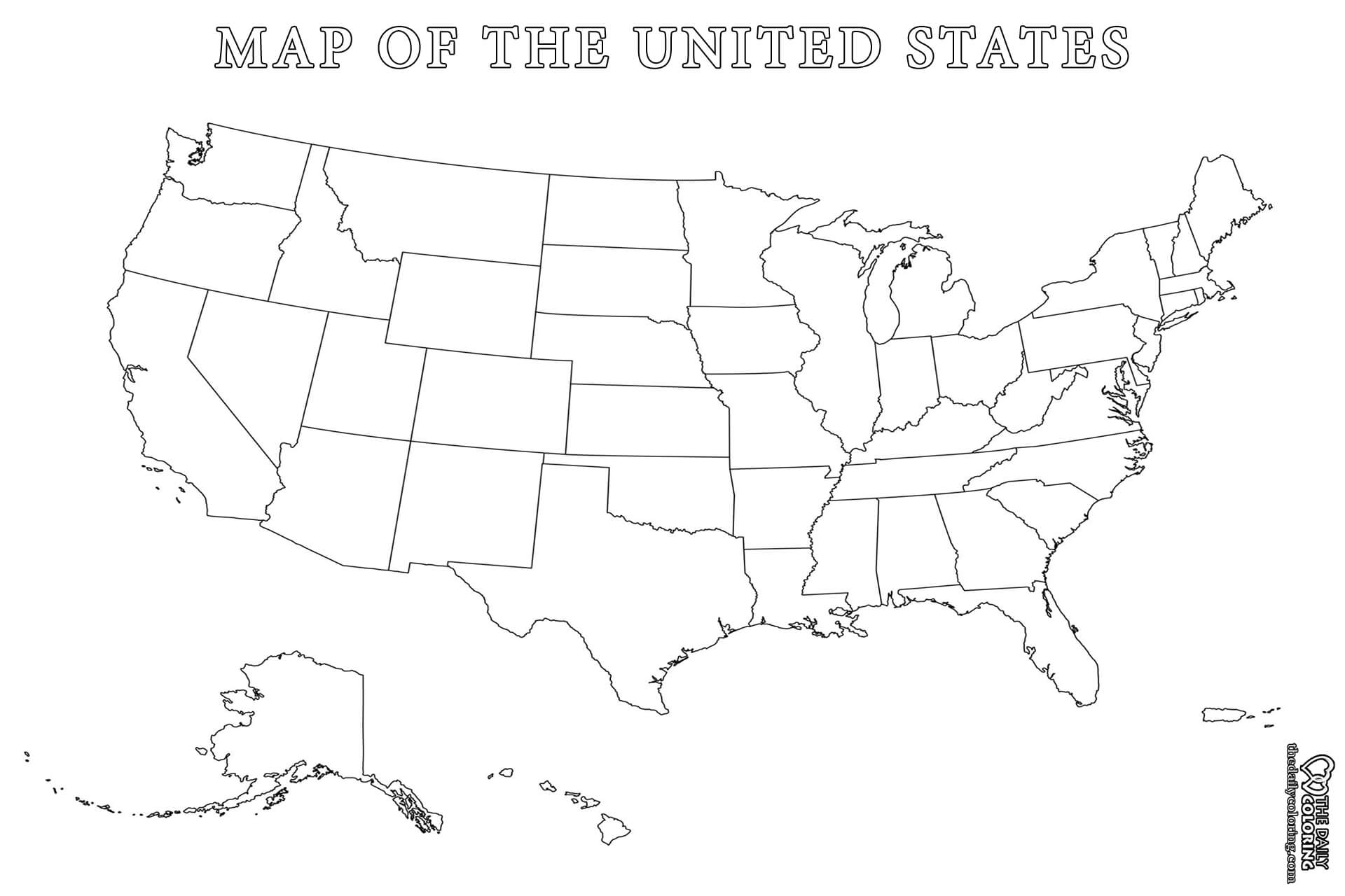 printable blank map of the united states the daily coloring